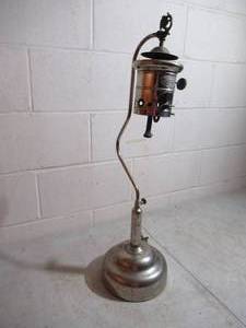 lot 314 image: Antique Nickel Plated Kerosene Lantern. American Gas Machine Co