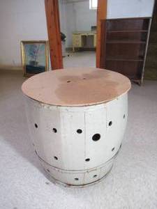 lot 328 image: Vintage wood Vegetable Storage Barrel. Farming. Gardening. Cottage Core. Farmhouse. 