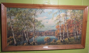 lot 331 image: Vintage Framed Art Edna Palmer Engelhart Autumn Tranquility Engelhart
