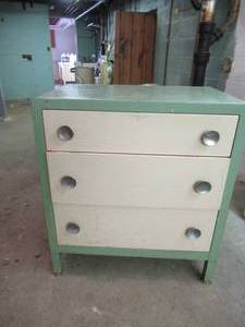 lot 346 image: Vintage Heavy Duty 3 Drawer Industrial Metal Cabinet. Superior Sleeprite Co. Retro.