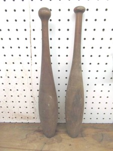 lot 379 image: 2 Antique Wooden Exercise Weights. 2 pound.