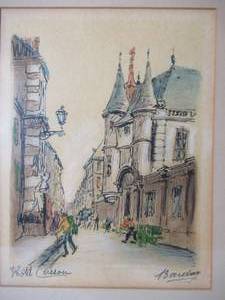 lot 59 image: Lot of 2 Framed French Lithograph Art pieces. Signed Barday.