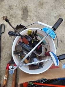 Miscelleanous Tool Lot, Torque Wrenches, Pliers, Tie downs, Tie Down Shanks, Grease Gun