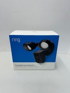 lot 7 image: New - Factory Sealed - Black Ring Floodlight Cam Wired Pro with 3D Motion Alert