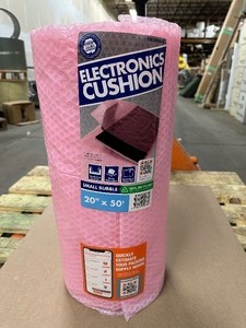 lot 51 image: Pratt Retail Specialties 20 in. x 50 ft. L Pink Perforated Bubble Cushion New