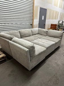 lot 23 image: Lenora 6-piece Fabric Modular Sectional Sofa - Customer Return - Solid Couch - Is Not Clean -