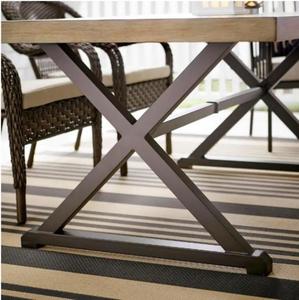 lot 9 image: StyleWell Mix and Match 72 in. Rectangular Metal Outdoor Dining Table with Farmhouse Trestle Base and Tile Tabletop Like New in box - Table Only