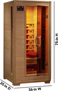 lot 6 image: Radiant Saunas BSA2400 1-2 Person Hemlock Ceramic Infrared Sauna Brown - Open Box Unused - Tested Works