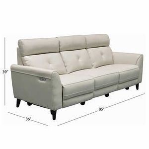 lot 1 image: Abbyson Brevin Leather Sofa  Couch - Modern Design, Top Grain Leather, Pearl White - Minor Cosmetic Damages - Retail over $1999