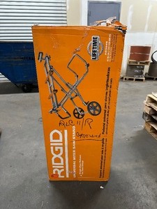 lot 10 image: RIDGID Universal Mobile Miter Saw Stand with Mounting Braces and Black Fine Point Permanent Workshop Marker new
