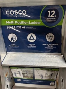 lot 32 image: Cosco 12 ft. H x 20.28 in. W Aluminum 2-in-1 Step Ladder and Extension Ladder Type 1A 300 lb. New