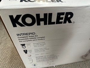 lot 26 image: Kohler Intrepid Comfort Height Elongated Toilet - Like New Very Very Small Chip To Rear