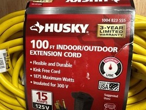 lot 31 image: New Husky 100 ft. 123 Extension Cord, Yellow