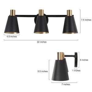 lot 46 image: Like New Uolfin 22 in. Black &amp Gold 3-Light Bell Bathroom Vanity Light (A04322)