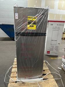 lot 28 image: RCA RFR725 2 Door Apartment Size Refrigerator with Freezer, Stainless,7.5 cu ft - Like New Tested Working