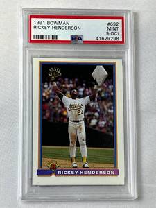 1991 Bowman #692 Rickey Henderson PSA 9 (OC)