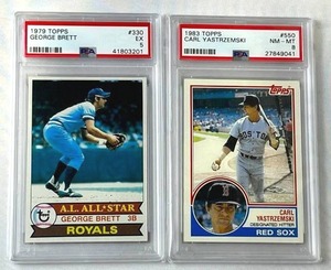 1979 Topps #330 George Brett PSA 5  1983 Topps #550 Carl Yastremski PSA 8