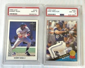 1990 Leaf #220 Sammy Sosa PSA 9  1993 Leaf #262 Paul Molitor PSA 8