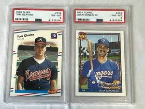 1988 Fleer Tom Glavine PSA 8  1991 Topps #224 Juan Gonzalez PSA 8