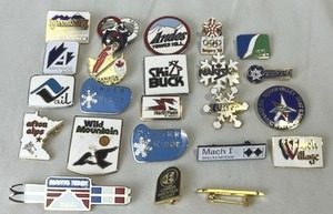 Vintage Skii Pinback ButtonsLapel Pins - Vail  Winter Olympics  Afton Alps  Lutsen  Breckenridge