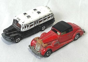 Vintage Tomica (Japan) Diecast - No. 6 Isuzu Bonnet Bus  1978 No. F52 Packard Coupe Roadster