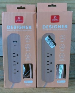 lot 51 image: Set of 2 Globe Electric 6 3 Outlet Extension Cord Sage