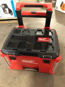 lot 14 image: Milwaukee PACKOUT 22 in. Rolling Modular Tool Box   Customer Returns See Pictures