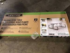 lot 18 image: Lifetime Folding Picnic Table   Customer Returns See Pictures