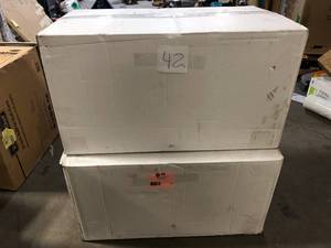 lot 42 image: Lot of 2 Keter 35 in. W x 74 in. H x 18 in. D Plastic Freestanding Cabinet in Black Customer Returns See Pictures