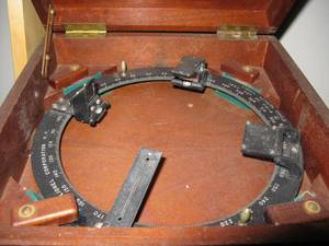 lot 133 image: WWII US Navy Bearing Circle in Case, USS Bowditch, 1942