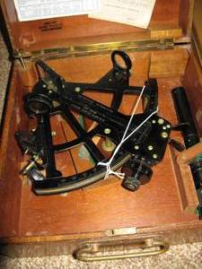 lot 134 image: WWII US Navy Mark II Sextant in Case, 1940, Plus Empty Navy Case