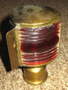 lot 144 image: Antique Brass Ship Light with Red and Green Lenses