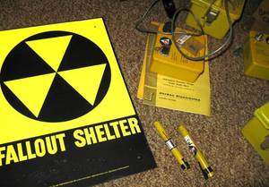 lot 154 image: Lot of Civil Defense Items, Radiation Detector, Etc