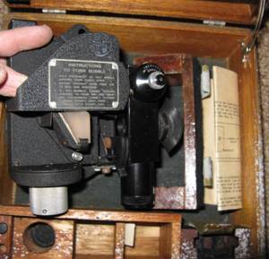 lot 156 image: WWII Army Air Forces Sextant in Case c1945