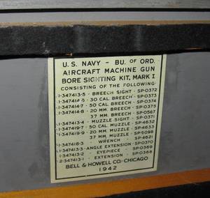 lot 160 image: WWII USN Aircraft Machine Gun Bore Sighting Kit