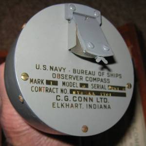 lot 165 image: WWII US Navy Observer Compass in Case, 1943