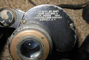lot 175 image: WWII Era Binocular Lot Mark XXX-0 1943, Offset Wedge Attachment, SunScope 7 x 50