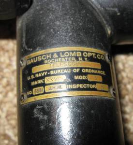 lot 205 image: WWI Brass Ships Telescope for Deck Gun, Mark XXXVI, Mod 3, 1916