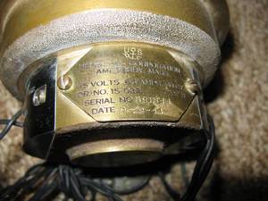 lot 213 image: WWII US Navy Heavy Brass Mounted Motor c1944