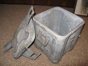 lot 223 image: WWII US Navy Fuse Case, Heavy Galvanized Steel c1943