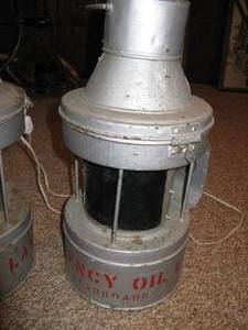 lot 227 image: Pair of Electrified WWII Era Emergency Oil Lamps, Port and Starboard (Red and Green Lenses)