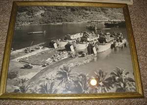 lot 232 image: Pair of WWII US Navy LST Framed Photos and WWI Ship Photo