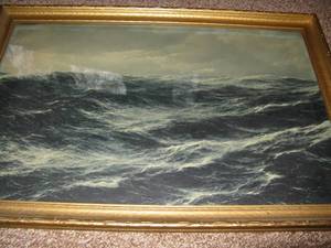 lot 233 image: Antique Framed Lithograph Windstarke by Hugo Schnars-Alquist
