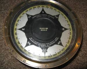 lot 235 image: WWII Era Heavy Brass Sperry Gyro Compass Repeater c1919