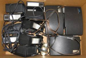 lot 250 image: Lot of Vintage Polaroid Cameras, Flash Units, Close Up Adapter (As Is)