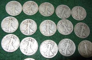 lot 277 image: 19 Walking Liberty Silver Half Dollars, as Seen