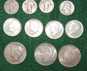 lot 278 image: Lot of Silver Dollars, Quarters, Clad Kennedy Halves, Old Nickels, Swedish Coins