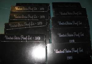 lot 288 image: 10 Proof Sets, 1978, 1980, San Francisco