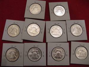 lot 290 image: 10 Silver Half Dollars, All BU, 1962-1975