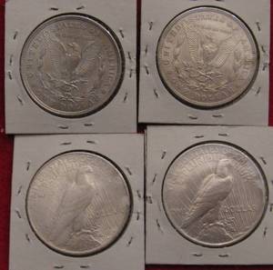 lot 294 image: 4 Morgan and Peace Silver Dollars, 1921-1923